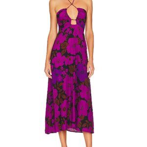 Faithfull the Brand Arles Midi Dress – Purple Floral (Size M / US 6)